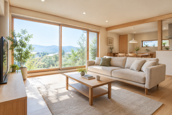 断熱リフォーム後をイメージした明るい住宅のリビング