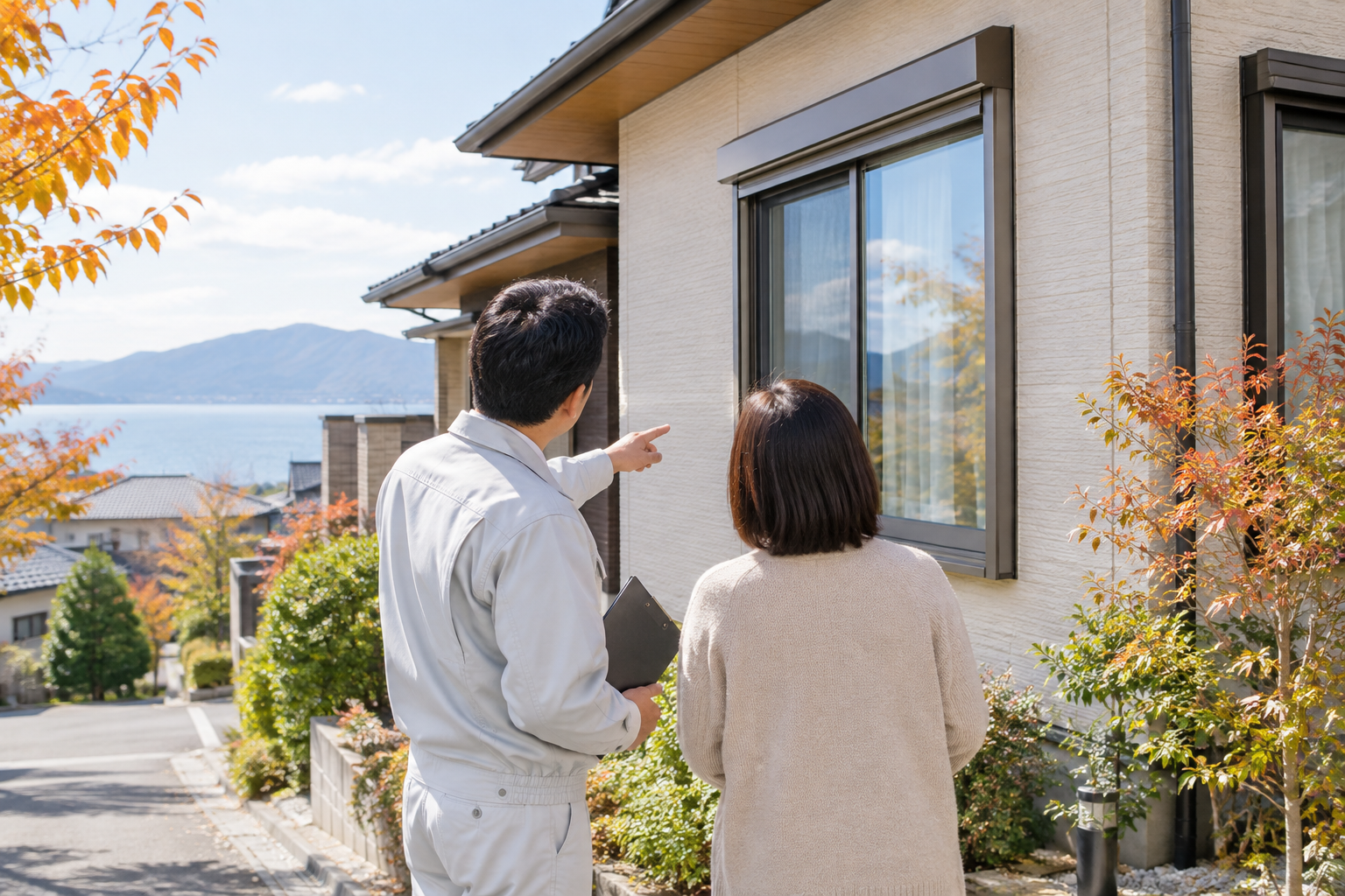 滋賀で省エネリフォームの相談をする住宅所有者と担当者