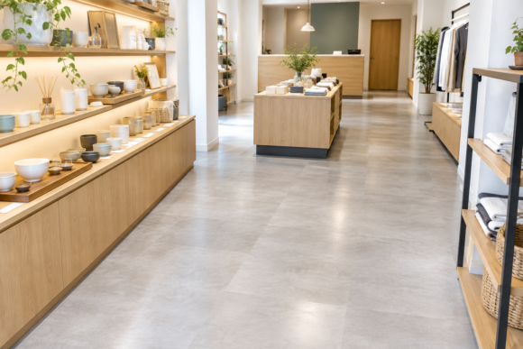 店舗改装におけるデザイン性のある床材のイメージ